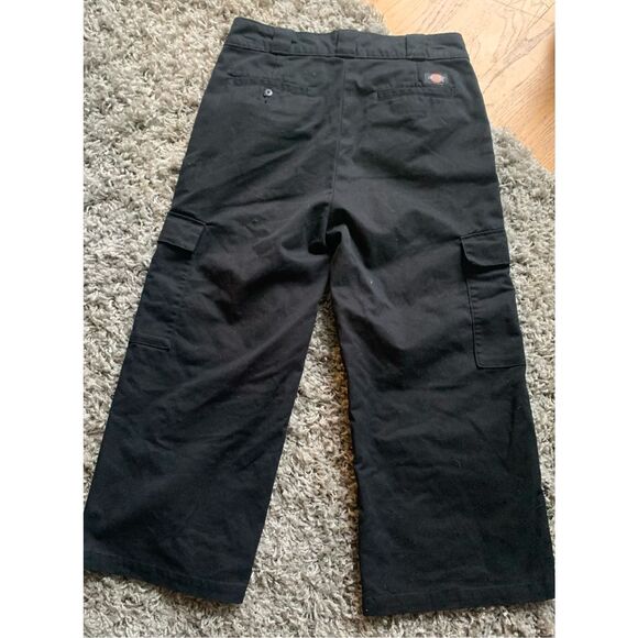 DICKIES Twill Urban Outfitters black Crop Cargo Wide Leg PANTS sz 8 M - Picture 3 of 9